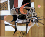 Landscape forms with red sun