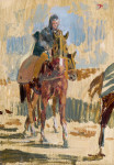 Riders and horses on the gallops