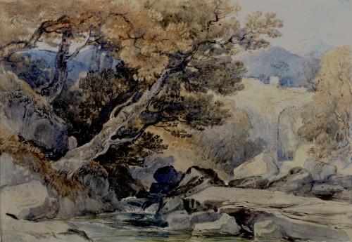 A rocky stream and bridge