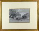 Distant view of a building in a country park