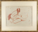 Female nude, seated on a cushion