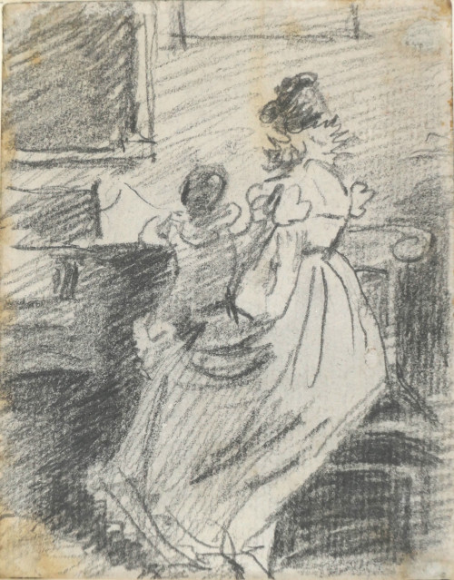A Mother seated with her Child at a Keyboard