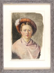 Head of a Girl in a Hat and Feathers