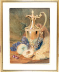 Still life with a Silver Wine Ewer, Grapes and Peaches