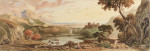 Landscape in the Campagna with a distant Bridge and Mountains