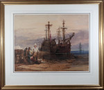 Hulks of East India Company Ships on the Beach at Plymouth