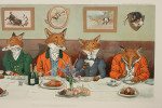 Humorous Fox Hunting Print, Mr. Fox's Hunt Breakfast on Xmas Day