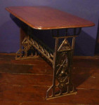 VINTAGE CAST IRON PUB TABLE.