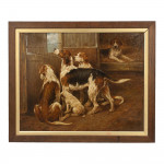 Oil On Canvas Of Hounds