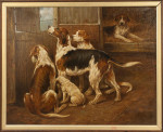 Oil On Canvas Of Hounds
