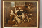 Oil On Canvas Of Hounds