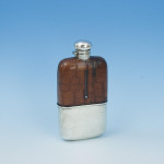 Allen Strand Hip Flask With Crock Leather Cover