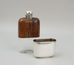 Allen Strand Hip Flask With Crock Leather Cover