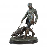Bronze Sculpture of a Huntsman With Hound