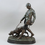 Bronze Sculpture of a Huntsman With Hound