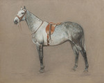 Pastel Painting Of A Grey Hunter