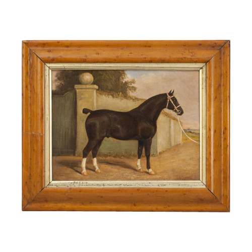 Equestrian Portrait Oil Painting Of A Brown Hunter