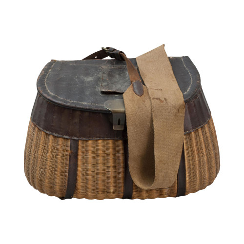 Early Cane And Leather Fishing Creel