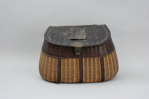 Early Cane And Leather Fishing Creel