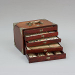 Antique Mahjong Set In Original Hardwood Case