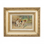 Oil On Canvas Of Two Foxhounds