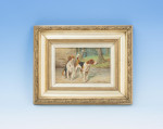 Oil On Canvas Of Two Foxhounds
