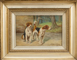 Oil On Canvas Of Two Foxhounds