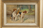 Oil On Canvas Of Two Foxhounds
