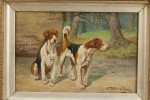 Oil On Canvas Of Two Foxhounds