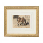 Watercolour Painting Of A Horse In A Stable With Setters