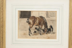 Watercolour Painting Of A Horse In A Stable With Setters
