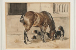 Watercolour Painting Of A Horse In A Stable With Setters