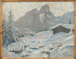 Oil Painting Of Winter In Tirol By A. Kusche
