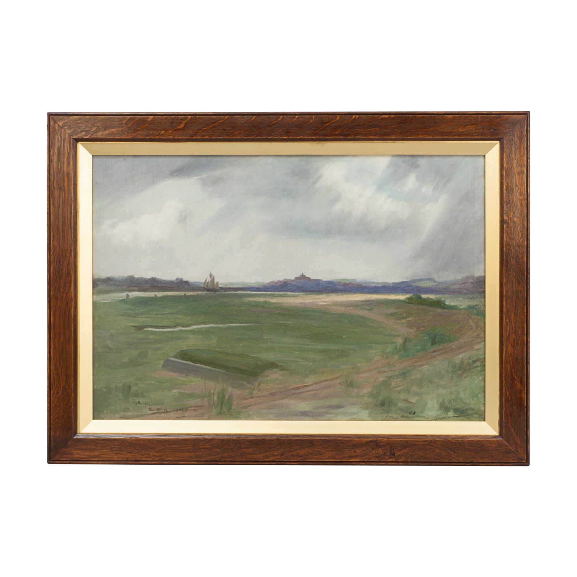 Antique Golf Painting Of Rye Harbour