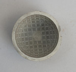 Antique Golf Ball Mould, Square Mesh Pattern.