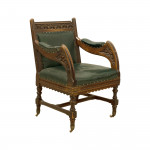 Carved Oak And Leather Glastonbury Armchair