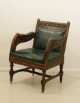 Carved Oak And Leather Glastonbury Armchair