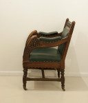 Carved Oak And Leather Glastonbury Armchair