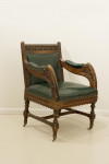 Carved Oak And Leather Glastonbury Armchair