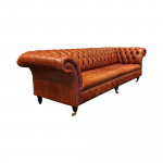 Vintage Button Back Leather Chesterfield Sofa