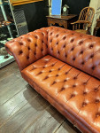 Vintage Button Back Leather Chesterfield Sofa