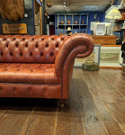 Vintage Button Back Leather Chesterfield Sofa