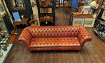 Vintage Button Back Leather Chesterfield Sofa