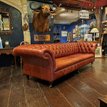 Vintage Button Back Leather Chesterfield Sofa