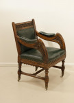Carved Oak And Leather Glastonbury Armchair