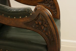 Carved Oak And Leather Glastonbury Armchair