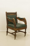 Carved Oak And Leather Glastonbury Armchair