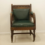 Carved Oak And Leather Glastonbury Armchair