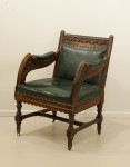 Carved Oak And Leather Glastonbury Armchair