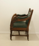 Carved Oak And Leather Glastonbury Armchair